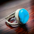 Men's Large Turquoise Sterling Silver Split-Band Statement Ring - view 2