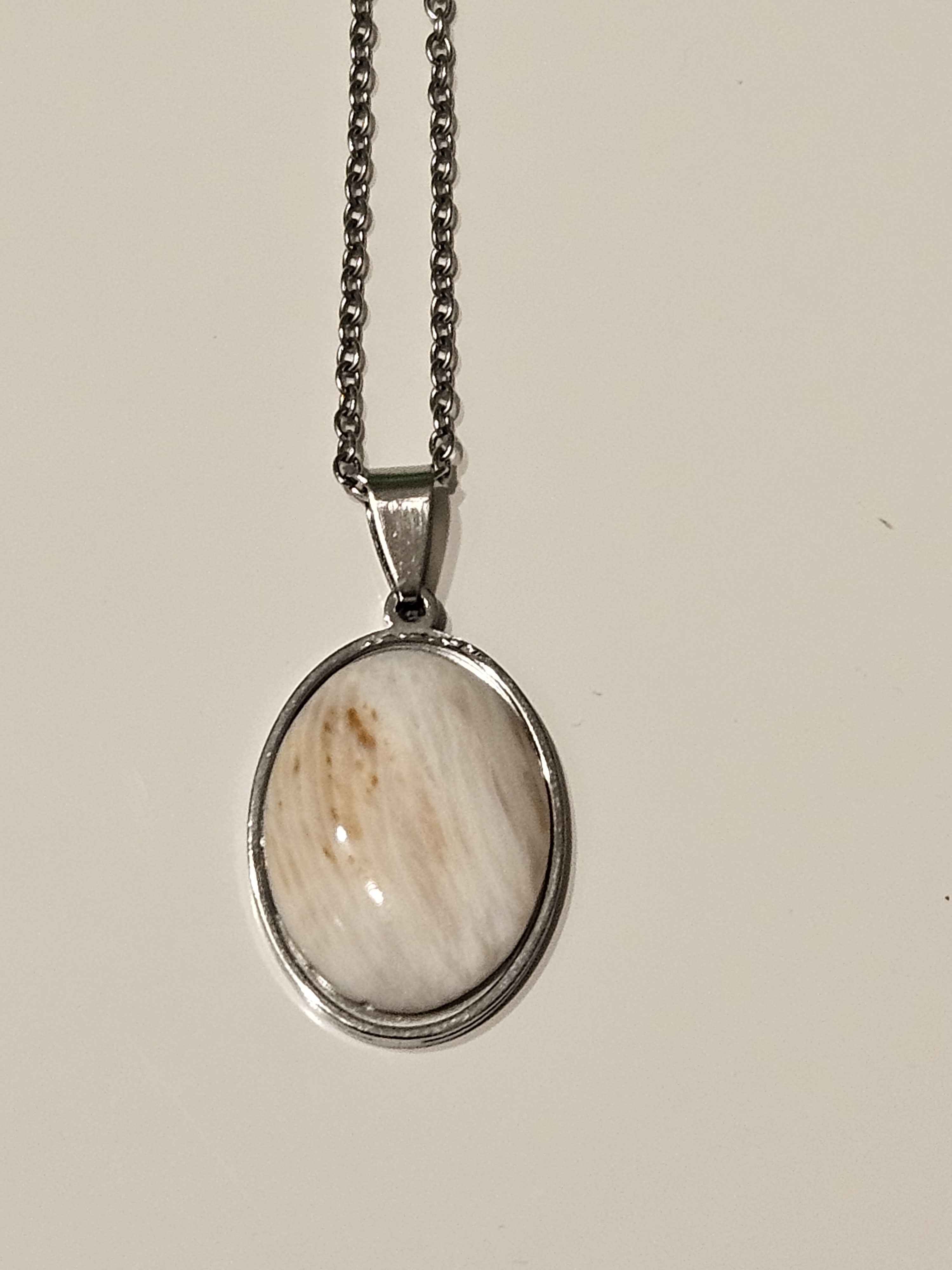 Natural Scolecite Oval Pendant Necklace