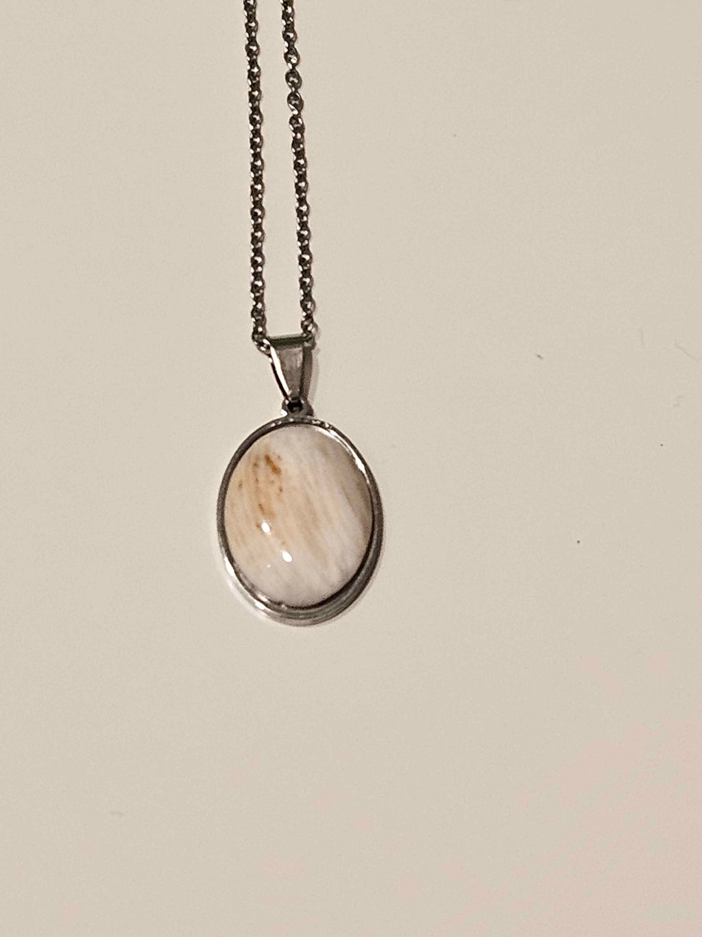 Natural Scolecite Oval Pendant Necklace