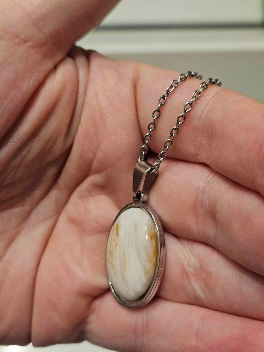 Natural Scolecite Oval Pendant Necklace