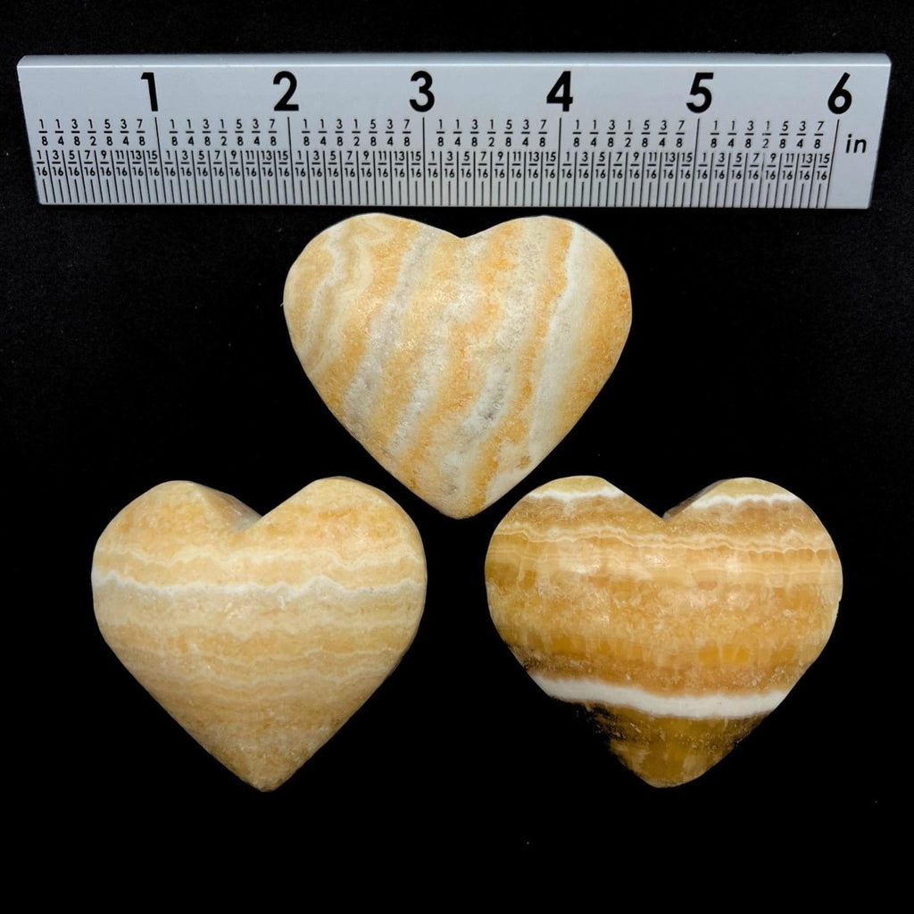 Yellow Banded Calcite Hearts